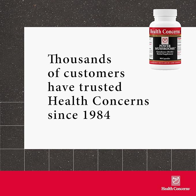 Health Concerns Power Mushrooms – Immune System & Natural Energy Support – Adaptogenic Mushroom Supplement with Reishi, Tremella, Maitake, Poria – Traditional Chinese Herbal Supplement - 90 Capsules