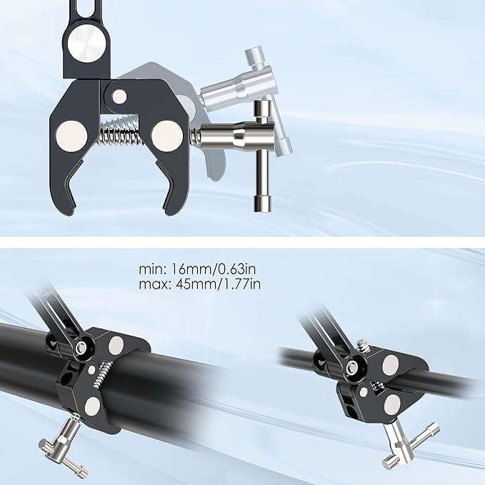 Aluminium Tablet Mount Clamp for Spin Bike, Stationary Bicycle, Treadmill, Stroller Indoor Bike, Peloton, Elliptical - Compatible with 4.7-13" Tablet, iPad Pro, Air, Mini, Galaxy Tab