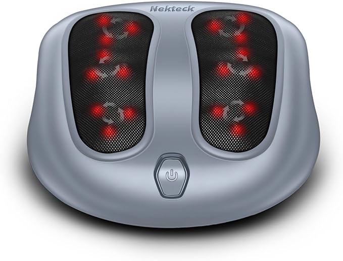 Nekteck Foot Massager with Heat, Heated Foot Massager for Plantar Fasciitis, Pain Relief and Circulation, Shiatus Electric Under Desk Feet Massager Machine, Gifts for Men Woman Him Her Mon Birthday