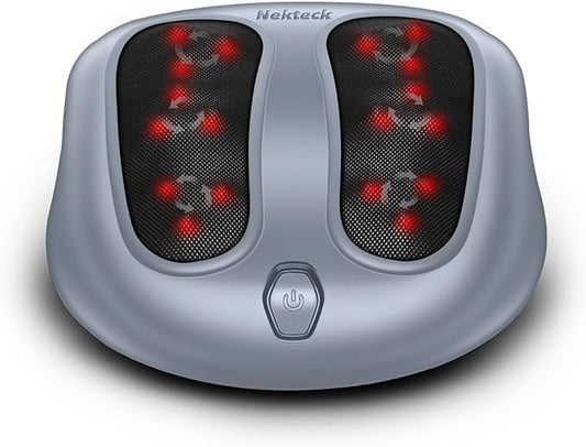 Nekteck Foot Massager with Heat, Heated Foot Massager for Plantar Fasciitis, Pain Relief and Circulation, Shiatus Electric Under Desk Feet Massager Machine, Gifts for Men Woman Him Her Mon Birthday