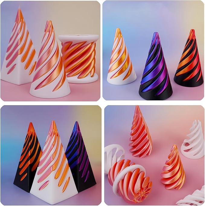6Pcs Spiral Cone Fidget Toy,Impossible Cone Impossible Pyramid Passthrough Toy,3D Printed Spiral Cone Fidget Toy,Mini Vortex Thread Illusion Desktop Deco Souvenir Gift for Anxiety Relaxing