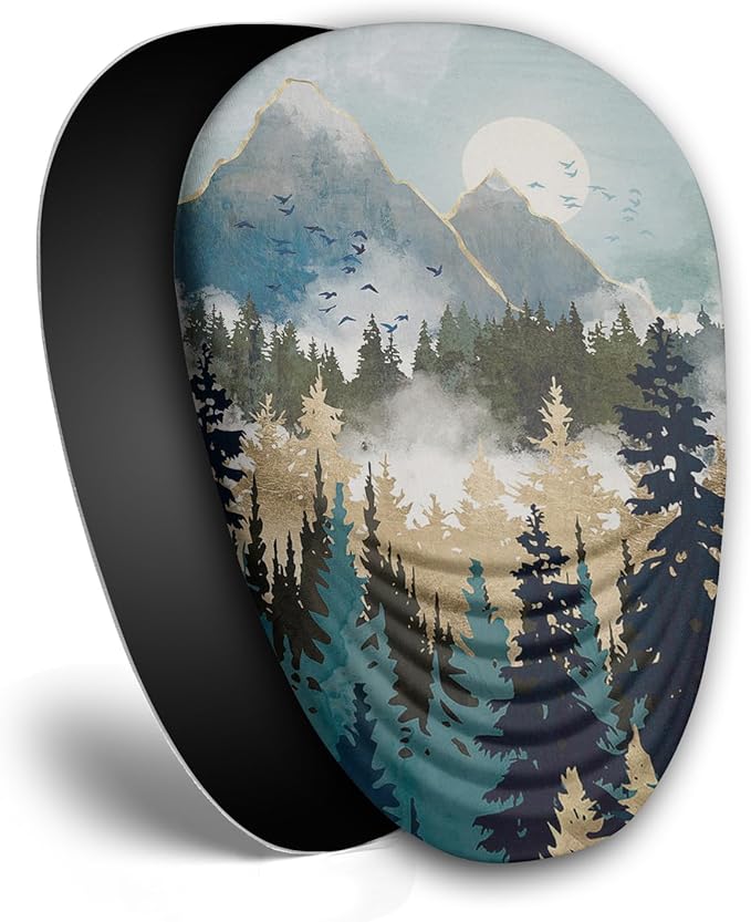 Ergonomic Mouse Pad with Wrist Rest Support, Memory Foam & PU, Forest Sunrise