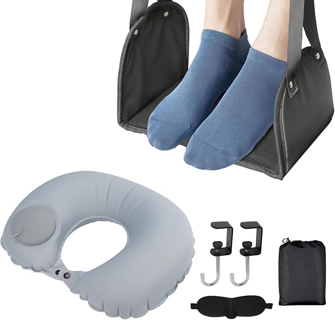 Foot Rest Hammock Under Desk,Airplane Foot Rest with Extended Adjustment Strap(24in-34.5in),Portable Desk Foot Hammock to Relax Your Feet