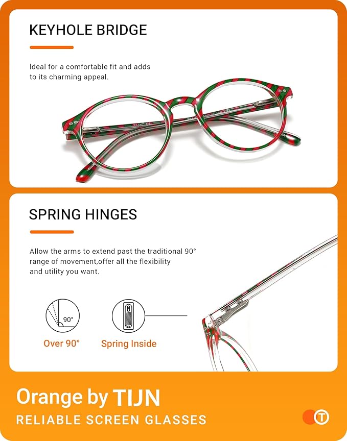 TIJN Blue Light Blocking Glasses Men Women Vintage Thick Round Rim Frame Eyeglasses