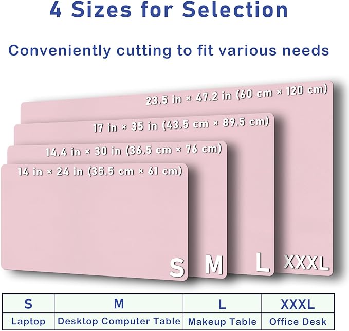 Boutilon Leather Desk Pad Protector,Non-Slip Mouse Pad,Laptop Desk Pad,Office Mouse Mat,Waterproof Leather Desk Blotter,Desk Writing Pad for Office and Home (XXXL-Light Pink,47"x 24")