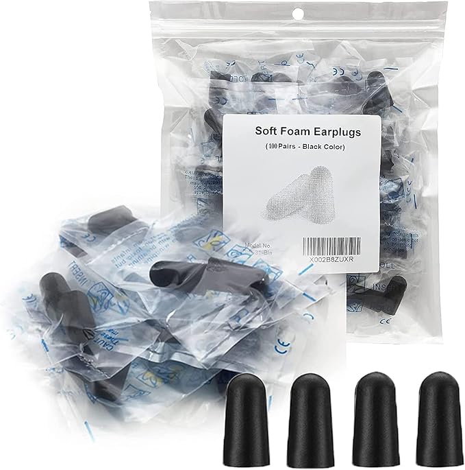 100 Pair Earplugs for Noise Cancelling Ultra Soft Foam Ear Plugs for Sleeping Noise Blocking Earplugs for Study Work Black Color