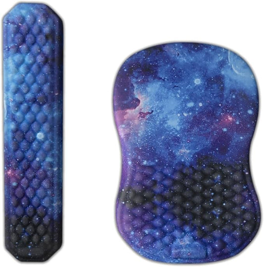 Ergonomic Mouse Pad Wrist Support and Keyboard Wrist Rest, Computer Carpal Tunnel Mouse Pads for Desk with Coaster Set, Memory Foam Mousepad with Non-Slip PU Base for Home Office (Dark Blue)