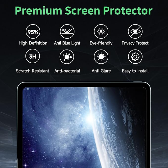 Nano Privacy Screen Protector Compatible with iPad Air 11 M2/M3 (6/7th Generation,2024/2025) , Anti-Glare Blue Light Film Anti-Spy Filter, Bubble-Free Shield Easy Install Guard Removable Cover