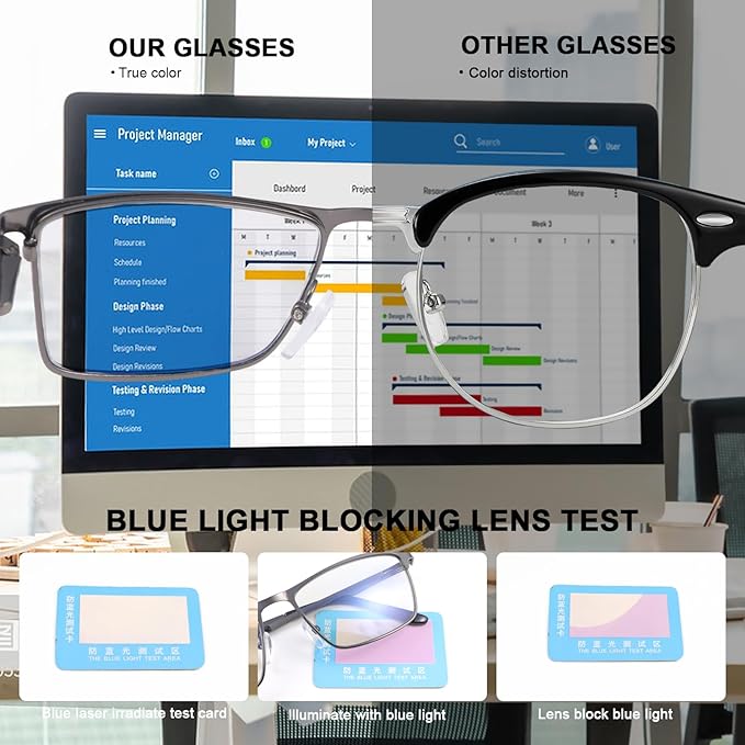 YIMI Blue Light Blocking Glasses Gaming Computer Eyeglasses for Women and Men Anti Glare UV Protection Spring Hinge Eyewear