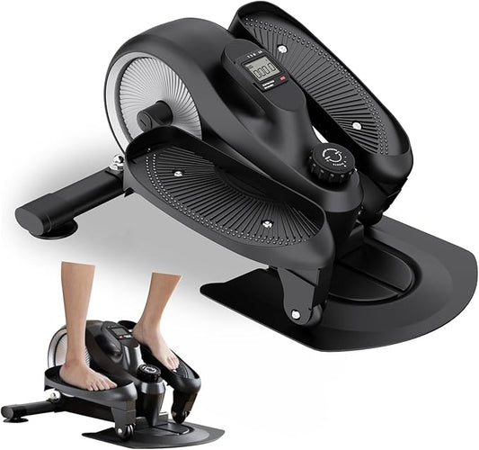 CRYSTAL FIT Under Desk Elliptical, Quiet & Portable Electric Seated Pedal Exerciser, Ellipse Leg Exerciser for Seniors Fully Assembled, 8 Level Speeds, Forward & Reverse Direction for Home Office