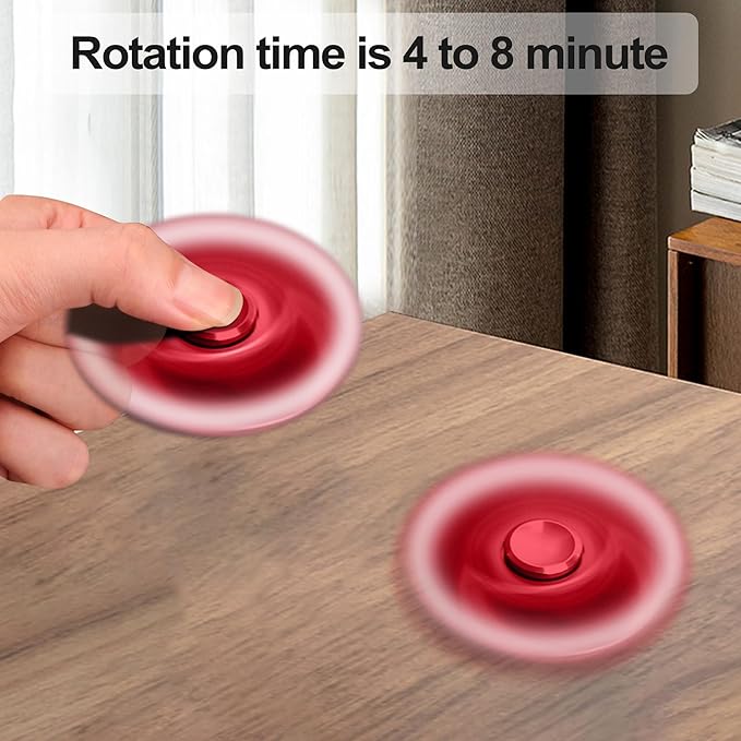 Fidget Spinners Toy, Metal Stainless Steel Bearing High Speed 4-8 Min Spins, EDC ADHD Stress Anxiety Relieves Reducer Fidgets Finger Toys, Spinner Toys for Kids and Adults (Red)