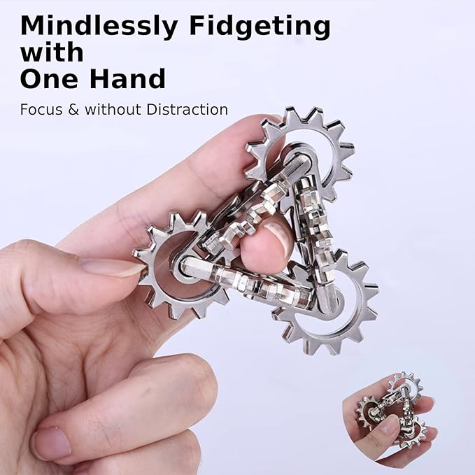 Infinity Gear Fidget Toy, Cool Sensory Solid Metal Never Ending Figette Toys, Adults Fidget Toys, Keep Fingers/Hands Busy, Relieve Stress Anxiety, Promotes Focus Avoid Bad Habits