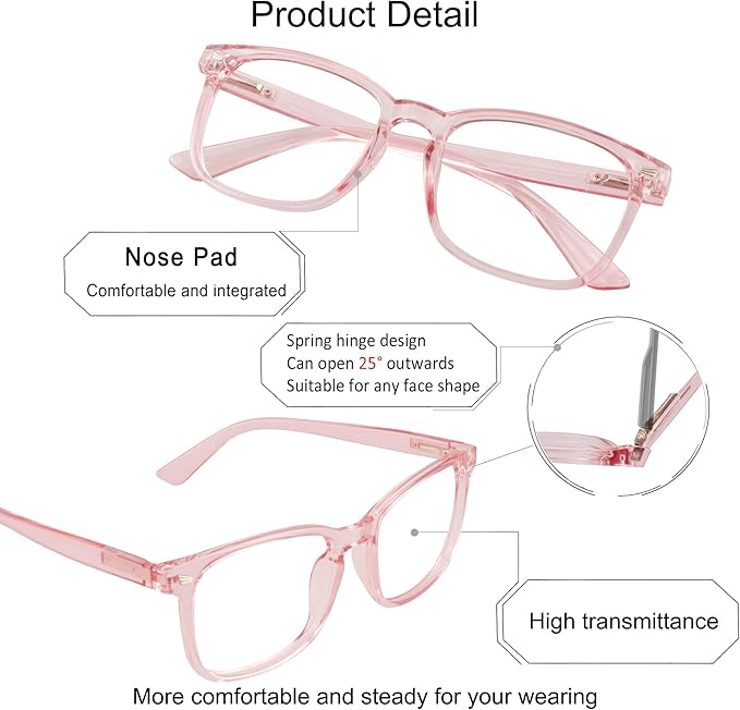 YEIN Bifocal Reading Glasses with Blue Light Blocking Lenses, Bifocal Reader for Women, Vintage Square frame with Spring Hinge (+0.75/+3.25 magnification)