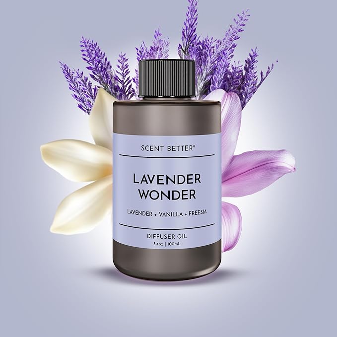 Scent Better Lavender Wonder Aroma Essential Oil Blend: an Aromatherapy Blend of Lavender, Soft Vanilla, and Freesia for Ultrasonic Diffusers & Nebulizers (3.3 Fl Oz, 100 mL)