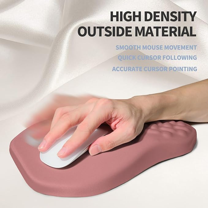 Ergonomic Raised Mouse Pad Wrist Support with Bilateral Slope Memory Foam Mousepad for Wrist Rest and Carpal Tunnel Pain Relief 11.8x7.9〃 Salmon Pink