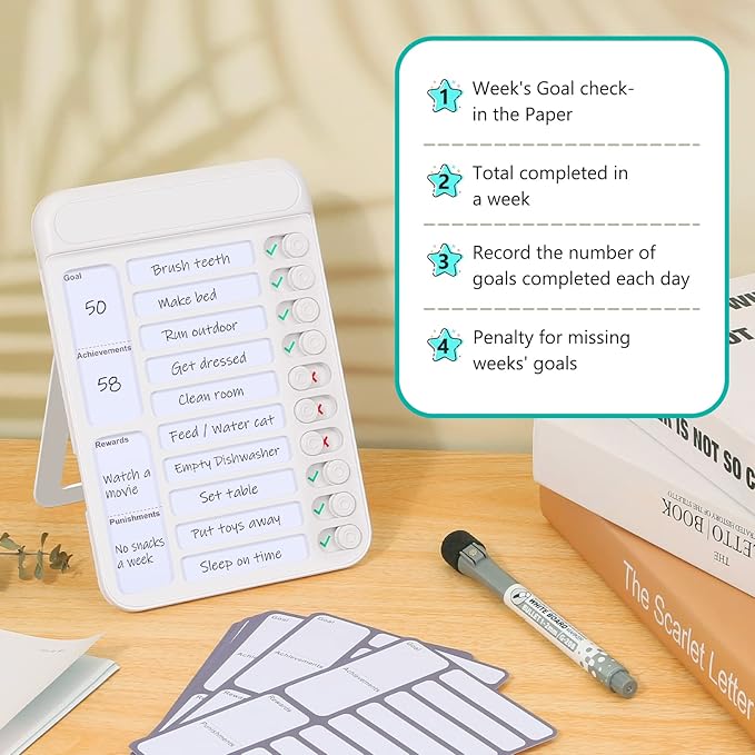 2Pcs Chore Chart for Kids to Do List Checklist Board Detachable Message Slider Schedule Planning Boards with 30Pcs Blank Checklist 4Pcs Cardstock for Habit Tracker or Daily and Weekly Planner
