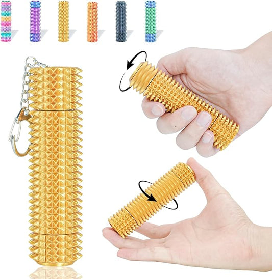 Fidget Roller Adults Teens Sensory Little Stim Gadget for Anxiety Relief Mild Ouchie,Desk Focus Tool Portable Hand Spinner Gifts Idea White Elephant Stocking Christmas(Gold,Compact Fit)