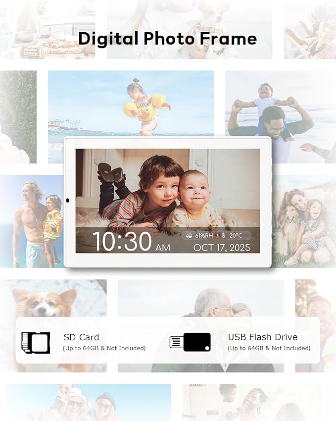 10.1" Digital Clock with Date and Day for Elderly, Remote Control Digital Calendar with 12 Themes & 9 Colors, AutoDST, 23 Preset Schedules & Customizable, Auto Dimming, Indoor Temperature, Humidity