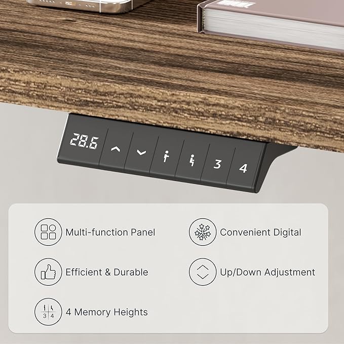 FLEXISPOT EN2 Whole-Piece Standing Desk with Clamp Power Strip, 48 x 24 Electric Stand Up Height Adjustable Desk with Cable Management (Black Frame + 48" Black Walnut Desktop, 2 Packages)