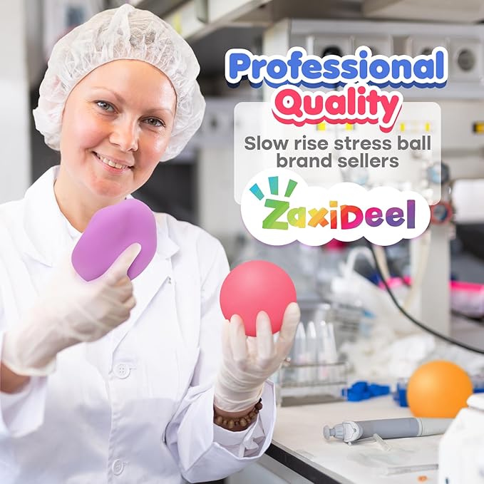 50 Pack Slow Rising Stress Ball, Large Box Stretchy Squishy Ball for Anxiety Relief, Pull Stretch Fidget Toys Bulk for Students, Value Set for Teacher, Offices & Group Therapy