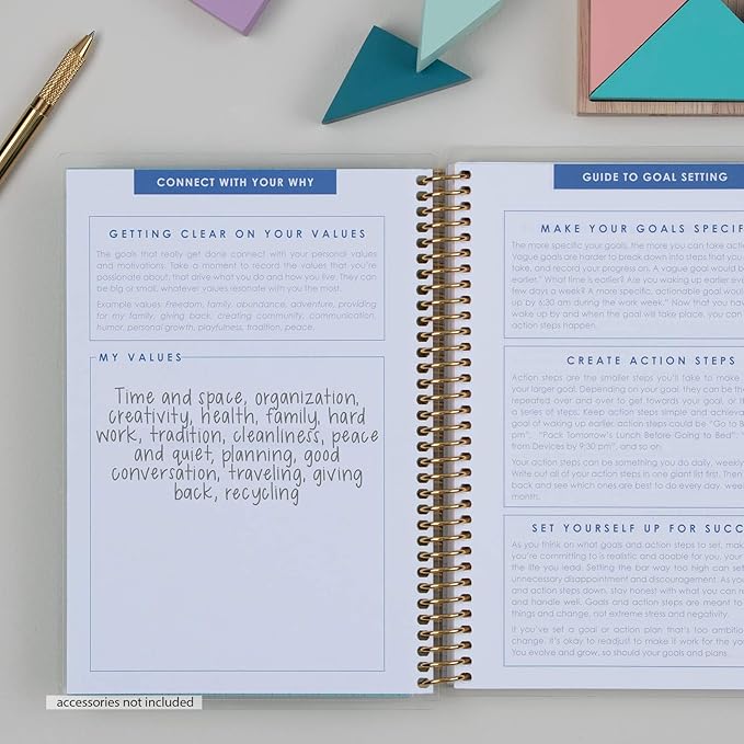 Erin Condren Coiled A5 Planner - Goal Setting, Featuring Goal-setting Tips and Advice, Goal-tracking Spreads, To-do Lists for Action Steps, and More. Boost Productivity