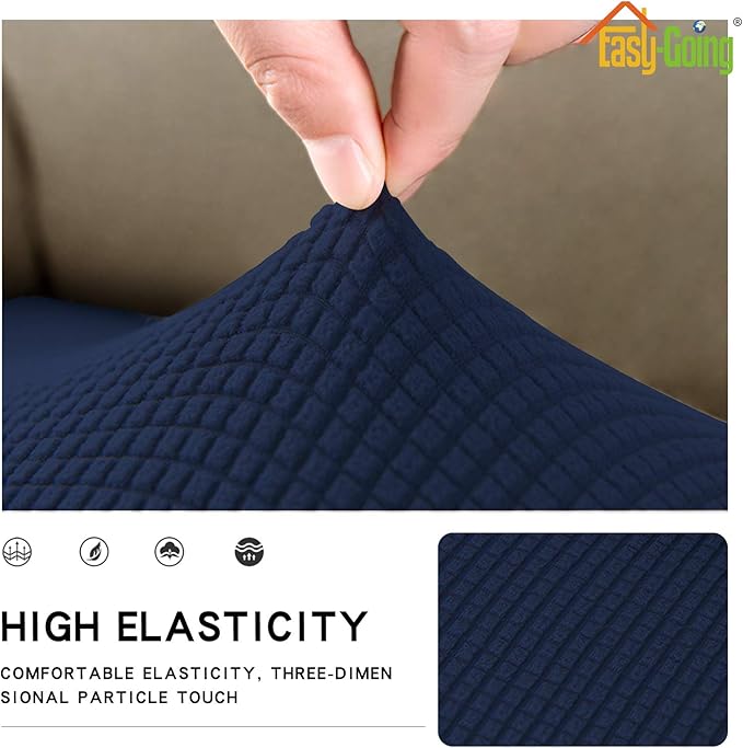 Easy-Going Stretch Cushion Cover Sofa Cushion Furniture Protector Sofa Seat Sofa slipcover Sofa Cover Soft Flexibility with Elastic Bottom(Oversized Sofa Cushion, Navy)