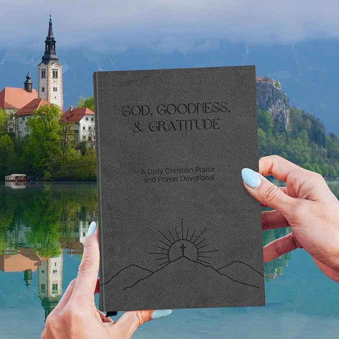 Christian Prayer Journal - God, Goodness & Gratitude - Faith-Based Gratitude and Devotional Journal for Daily Prayers, Bible Study, and Spiritual Growth - Black Leather Hardcover
