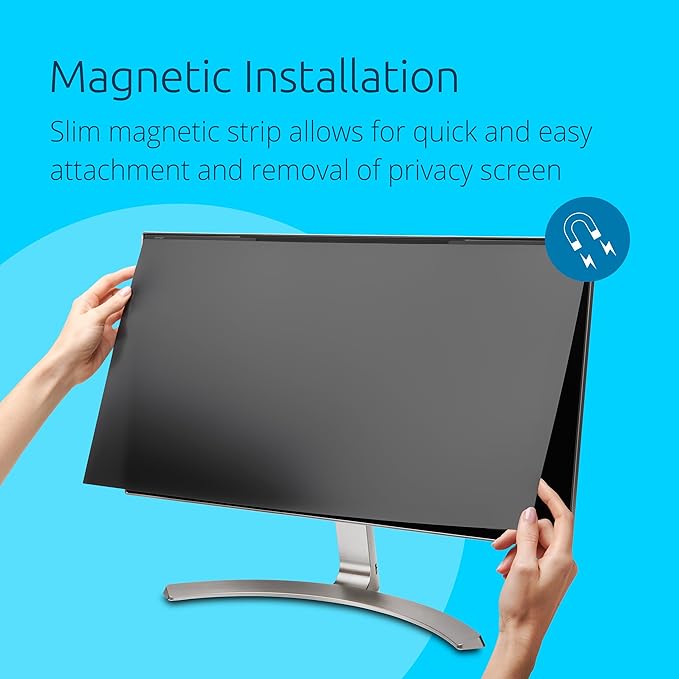 Kensington MagPro 24 Inch Magnetic Computer Privacy Screen for Desktop, Removable 16:9 Computer Privacy Filter, Anti-Glare Blue Ray Reduction, Compatible with Slim Bezel Monitors, K55418WW