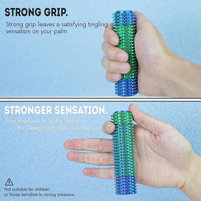 Fidget Roller Adults Teens Sensory Little Stim Gadget for Anxiety Relief Mild Ouchie,Desk Focus Tool Portable Hand Spinner Gifts Idea White Elephant Stocking Christmas(Blue Green,Compact Fit)