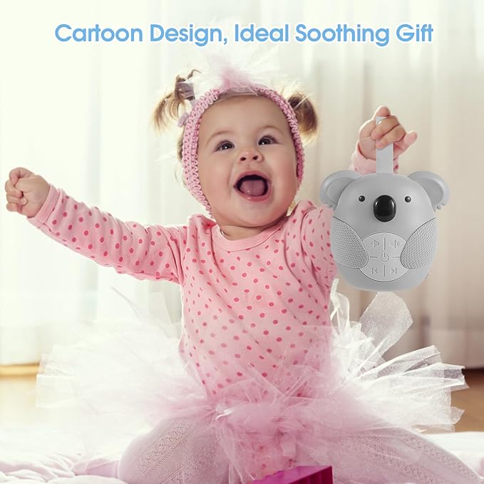 White Noise Sound Machine for Baby, Portable Travel Sleep Soother for Kids with 3 Timer Function 5 Soothing Sounds, Newborn Essentials for Crib, Ideal for Baby Registry Gift