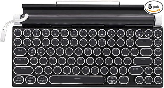 Adventurers Typewriter Style Retro Mechanical Keyboard LED Backlight 83 Keys Bluetooth 5.0 Blue Axis, Suitable Desktop Computers/Laptops Mac/Mobile Punk Keys, Black, 12.8 x 6.6 x 1.6 inches