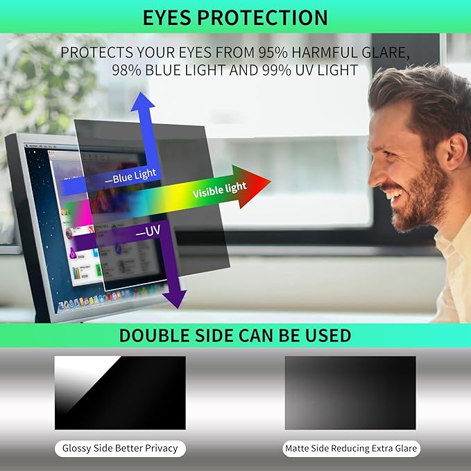 32 Inch Curved Computer Privacy Screen Filter for 16:9 Widescreen Computer Monitor Computer Screen Protector Computer Screen Privacy Shield Anti Glare and Blue Light