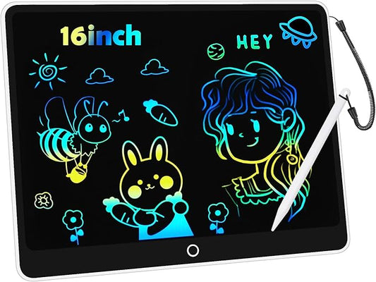LCD Writing Tablet Doodle Board, 16inch Colorful Drawing Tablet Writing Pad, Kids Travel Essentials, Toddler Toys for 3 4 5 6 7 8 Year Old Girls Boys- Christmas and Birthday Gifts