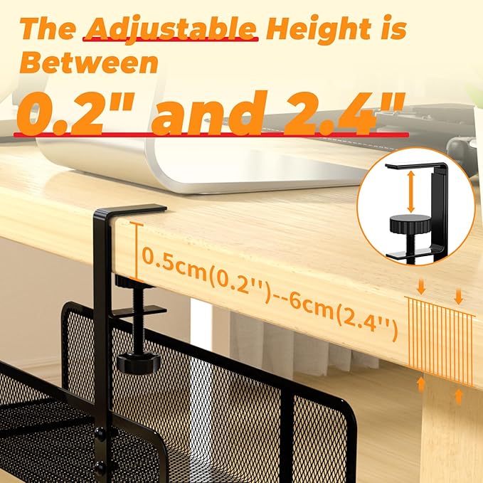 Under Desk Cable Management Tray, Wire Management Desk Cable Organizer Cable Management Box, Cord Organizer Under Desk Storage Cable Raceways for Office, Home - No Damage to Desk No Drill