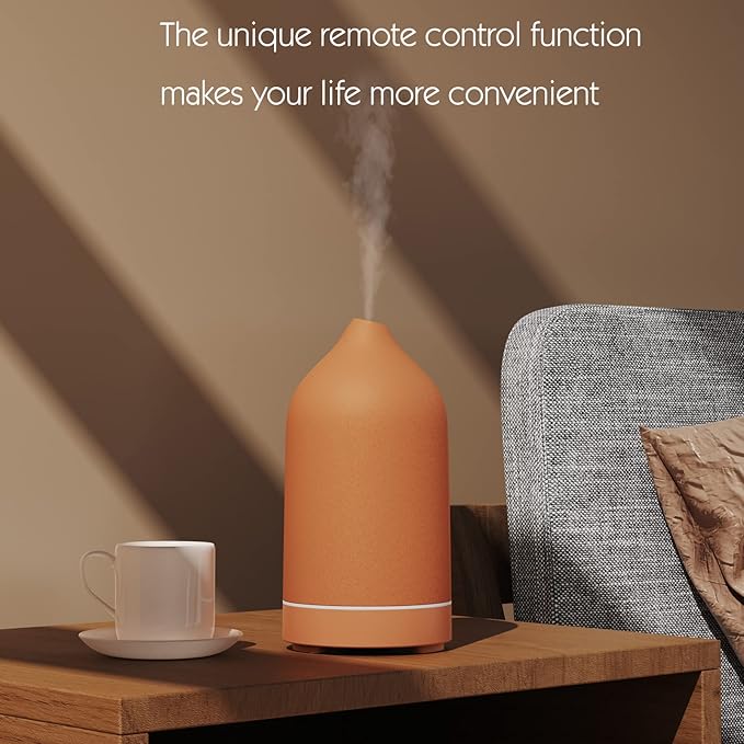 Stone Diffuser, Ceramic Essential Oil Diffuser, Humidifier 160ml Ultrasonic Oil Diffuser for Aramatherapy (Terracotta)