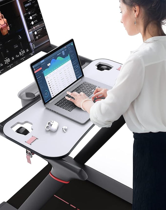 Treadmill Desk Attachment,Peleton Tread Tray Accessories Laptop Stand with Tablet Holder and Edge Protector,Treadmill Workstation for Home/Office