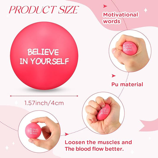 Shappy 72 Pcs Inspirational Stress Relief Balls Motivational Stress Ball Encouraging PU Bulk Stress Balls for Adults Small Therapy Fidget Relief Toys for Valentines Gifts Fidget Anxiety(Pink)