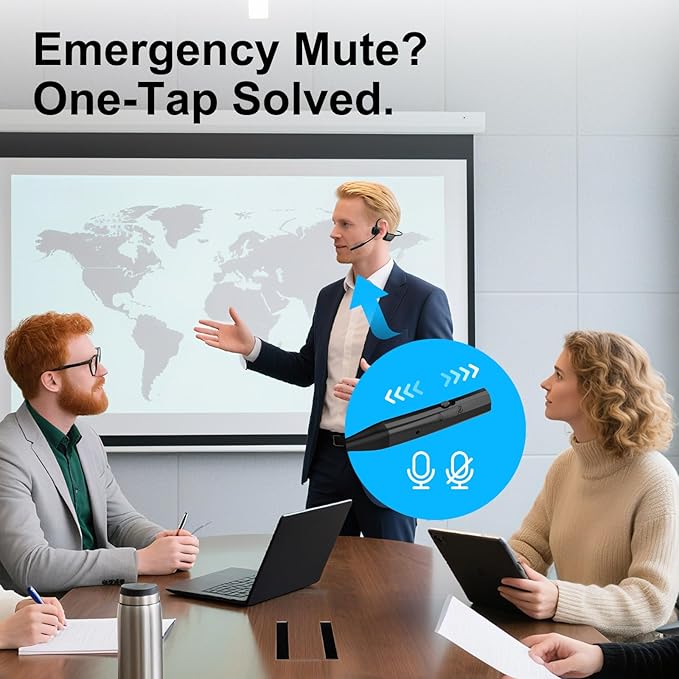 Smof Open-Ear Headphones with Mic, Bluetooth Headphones with Microphone Bluetooth 5.1 Wireless Headset with Noise-Canceling Mic and Mute Function for Online Meeting Driving-Not Bone Conduction