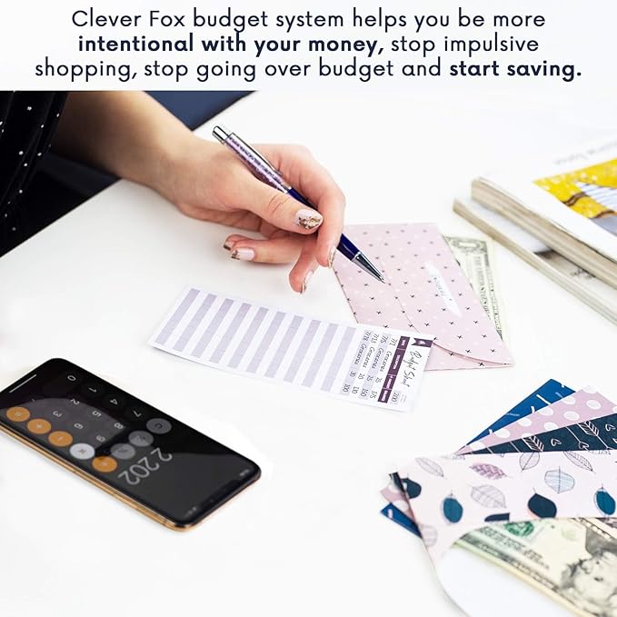 Clever Fox Cash Envelopes for Budgeting System – Budget Envelopes for Cash Budgeting and Saving, Tear and Water Resistant, Includes Carry Pouch & 12 Expense Tracking Budget Sheets, 12 Pack - Chic