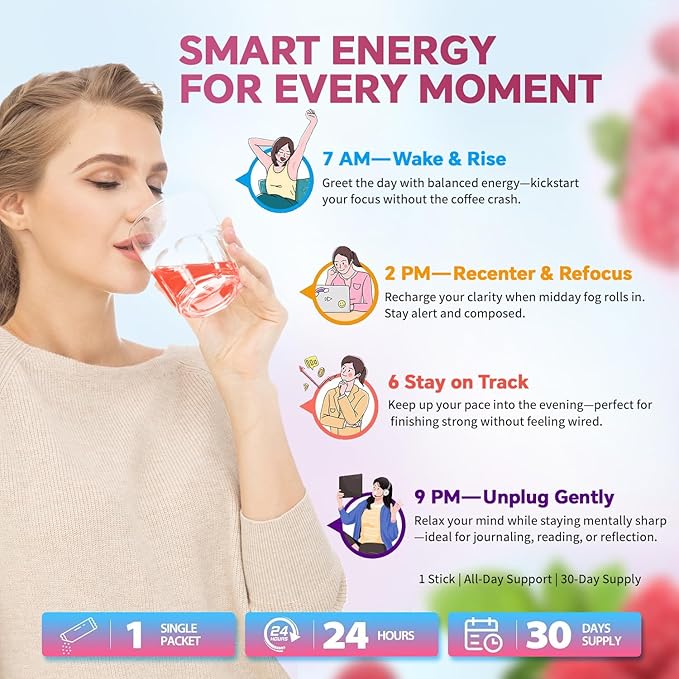 OTYKMBF Super Yerba Instant Powder Packets, Mate Tea with Raspberry Lemonade Flavor, 30 Servings Yerba Mate for Calm Energy, Focus Boost and Gut Health