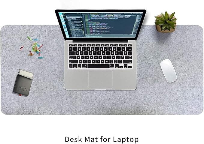 DAWNTREES Large Felt Desk Mat, 40''x16'' Full Felt Mouse Pad,Office Computer Desk Mat for Keyboard,100X40cm Desk Pad Protector (Light Grey)