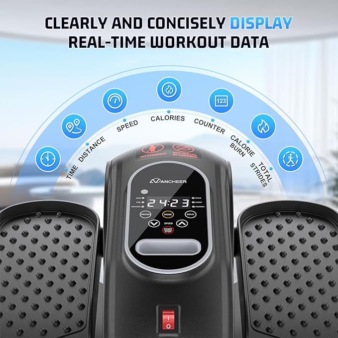 ANCHEER Under Desk Elliptical, 24-in-1 (12 Auto & 12 Manual) Elliptical Machine with Wireless Remote&Dual-Direction, Quiet Compact Leg Exerciser for Home Office