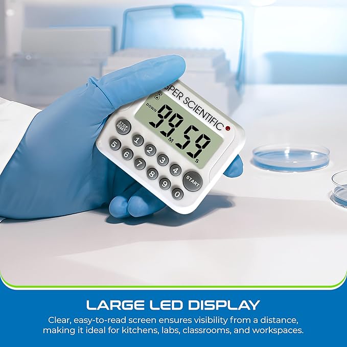 Sper Scientific Digital Count Up/Down Timer with Audible & Visual Alarm 810003 – Timer with Large Display, Loud Alarm & Up to 99 Minute Countdown - for Labs, Cooking, Workouts, Classroom & more - 2 pc