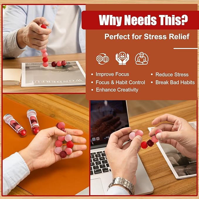 Silicone Magnetic Balls, Fidget Toys, 12-Pack Stress Relief Toys for Adults, Teens, Sensory Toy for Fingers Hands, Quiet Office Desk Toys with Textures, Magnet Fidget Fun Gift (2 Pack(Red+Purple))