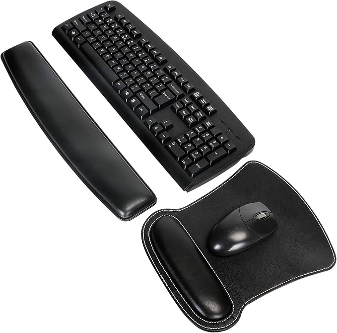 RICHEN Keyboard Wrist Rest Pad and Mouse Wrist Rest Support Mouse Pad Set,Sturdy & Comfortable & Lightweight for Easy Typing & Pain Relief-Ergonomic Support (Black)