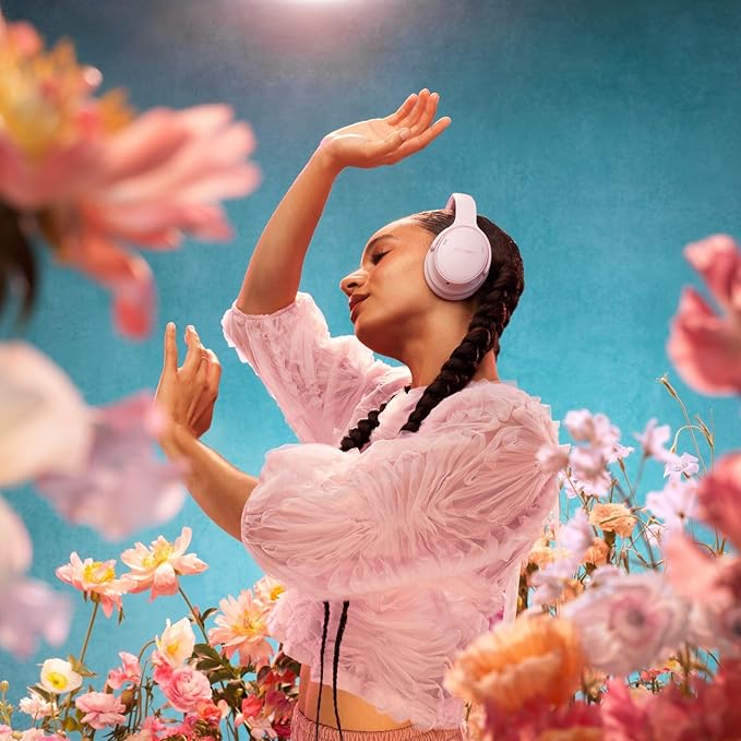 Bose QuietComfort Bluetooth Headphones, Wireless Headphones with Active Over Ear Noise Cancelling and Mic, Deep Bass, Up to 24 Hours of Playtime, Petal Pink - Limited Edition Color