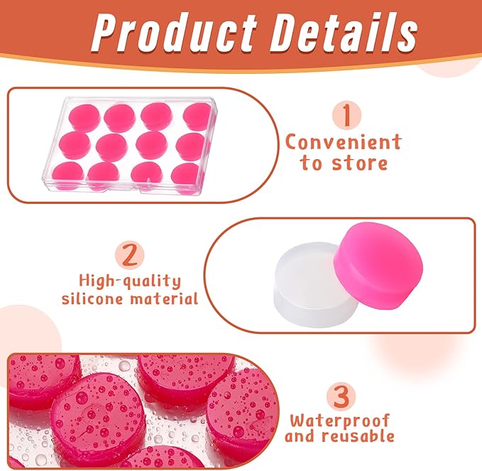 72 Pairs Soft Silicone Ear Plugs Moldable Putty Wax Earplugs Reusable Gel Ear Plugs for Sleeping Swimming Snoring Studying Noise Cancelling, 6 Colors
