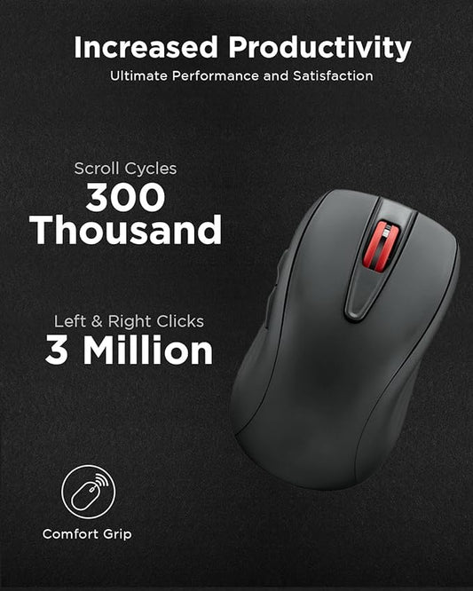 Lenovo USB-C Rechargeable Silent Mouse (WL500) - Silent Buttons, USB-C Rechargeable, Ambidextrous Grip, Adjustable DPI - Plug-and-Play 2.4G Receiver Computer Mouse (Black)
