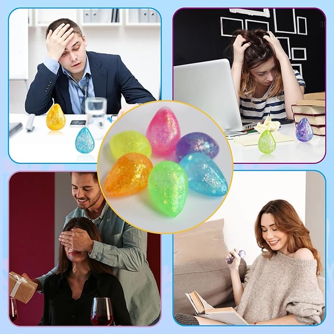 3pack Fidget Toys Squishy Drop Toys| Ice Squishy Drop Malt Sugar Balls| High Density Gel Filled Water Drop Sensory Squeeze Toy|Relief Stress Squeeze Toy Color May Vary (Pack of 3)