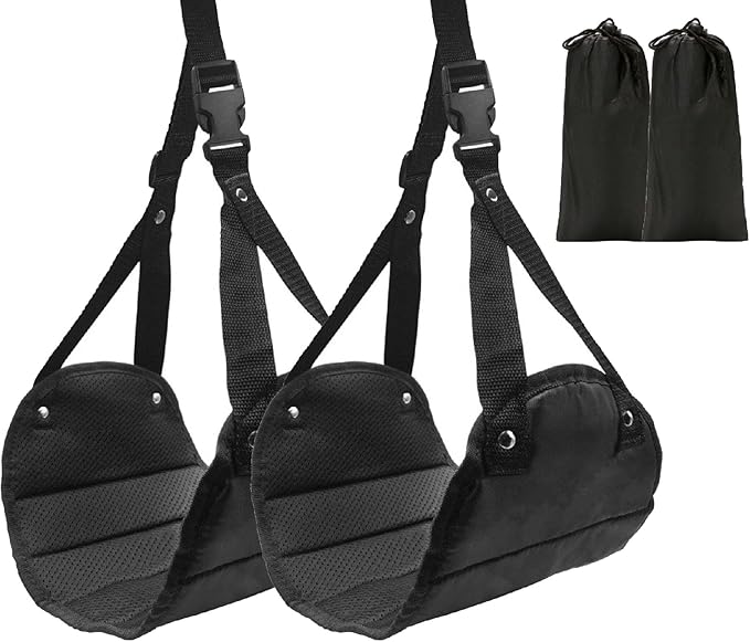 2 Pack Airplane Foot Hammock Travel Footrest - Long Flight Must Haves - Foot Rest for Air Travel,Essentials for Travel & Home (Black)